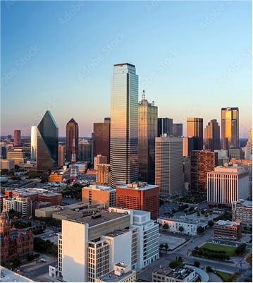 Dallas skyline at sunset