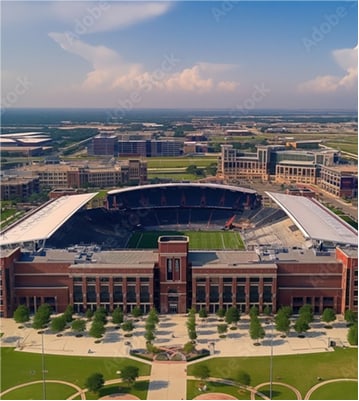 Aerial view of sports stadium complex