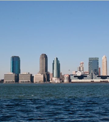 Skyline view over water