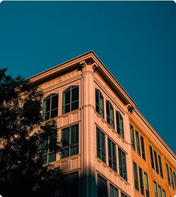 Modern building against clear blue sky