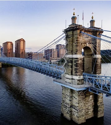Suspension bridge over a river