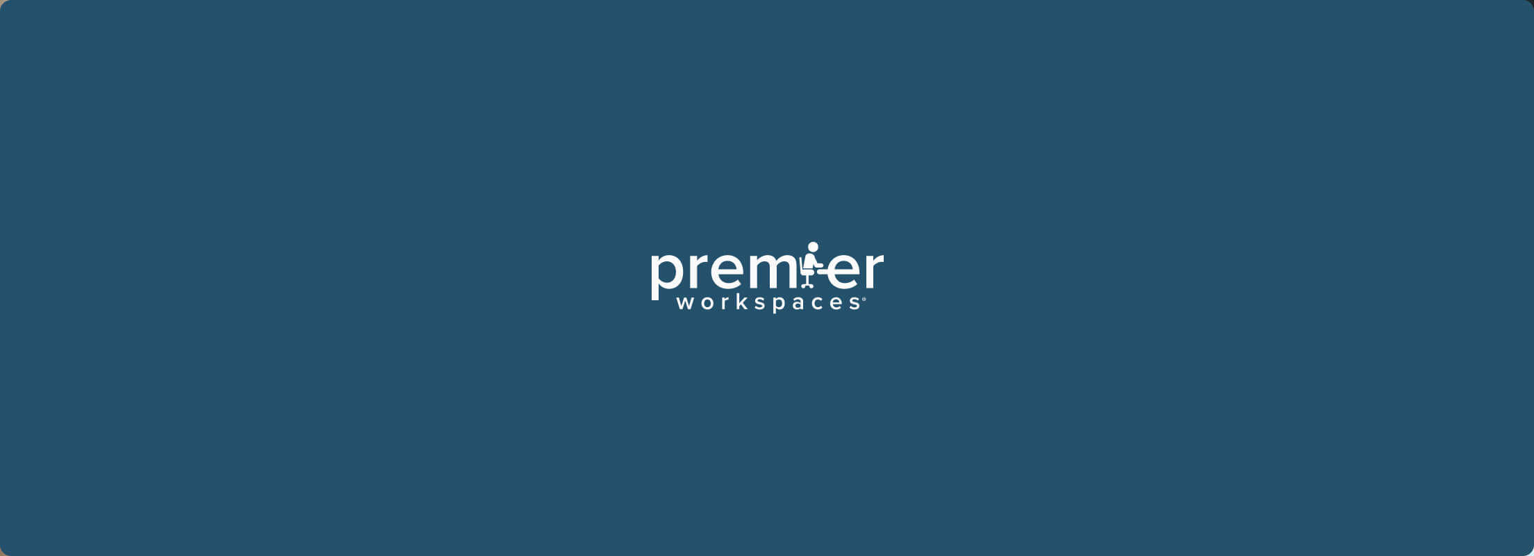 Premier Workspaces logo on blue background