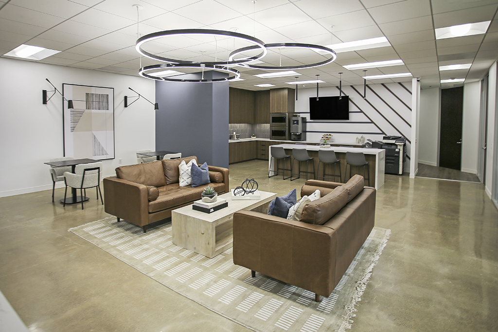 Modern lounge with kitchen area