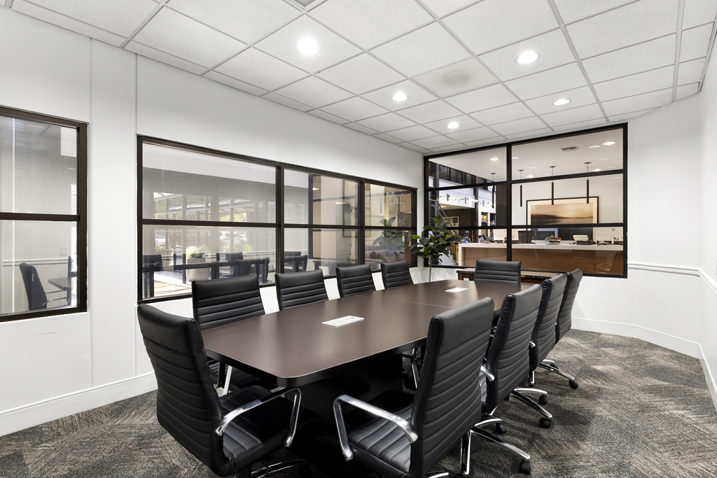 Modern conference room with large table