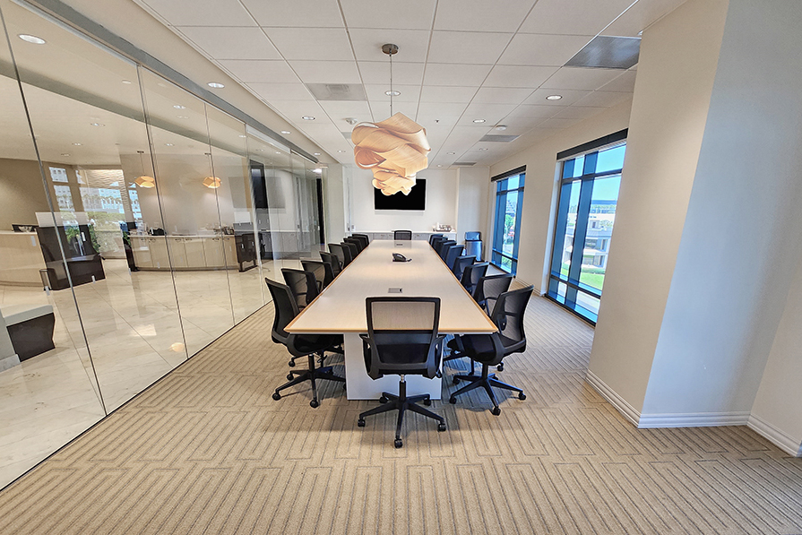 Modern boardroom with large table