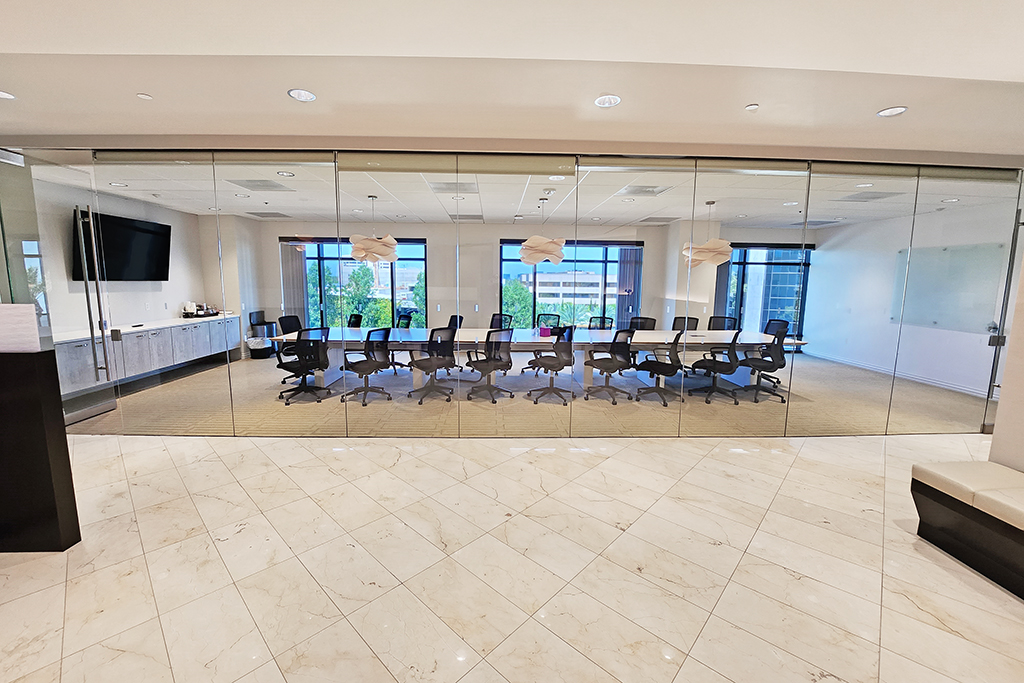 Modern boardroom with glass walls