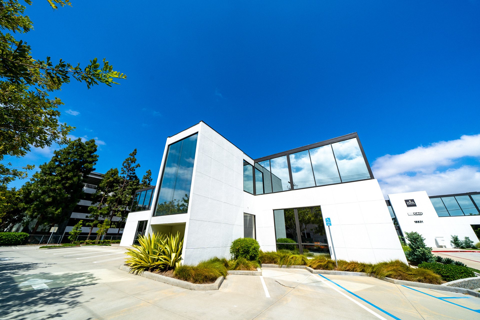 White Building showing the landscaping