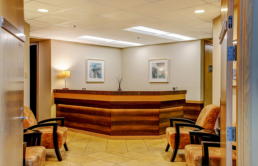 Welcoming reception area with chairs