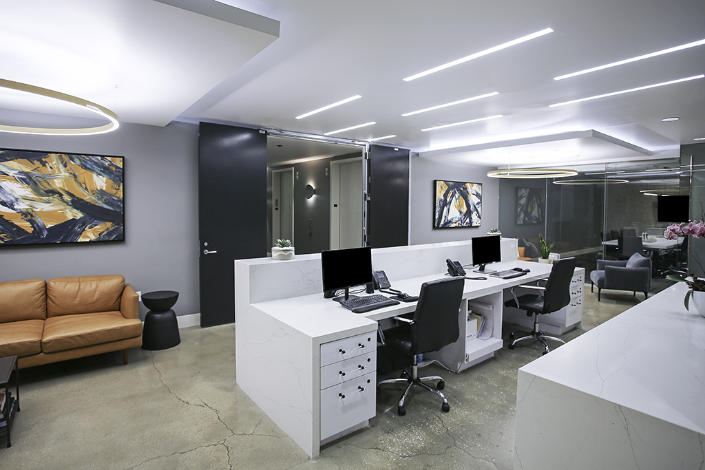 Modern office reception with minimalist design