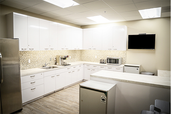 Modern kitchen with white cabinets