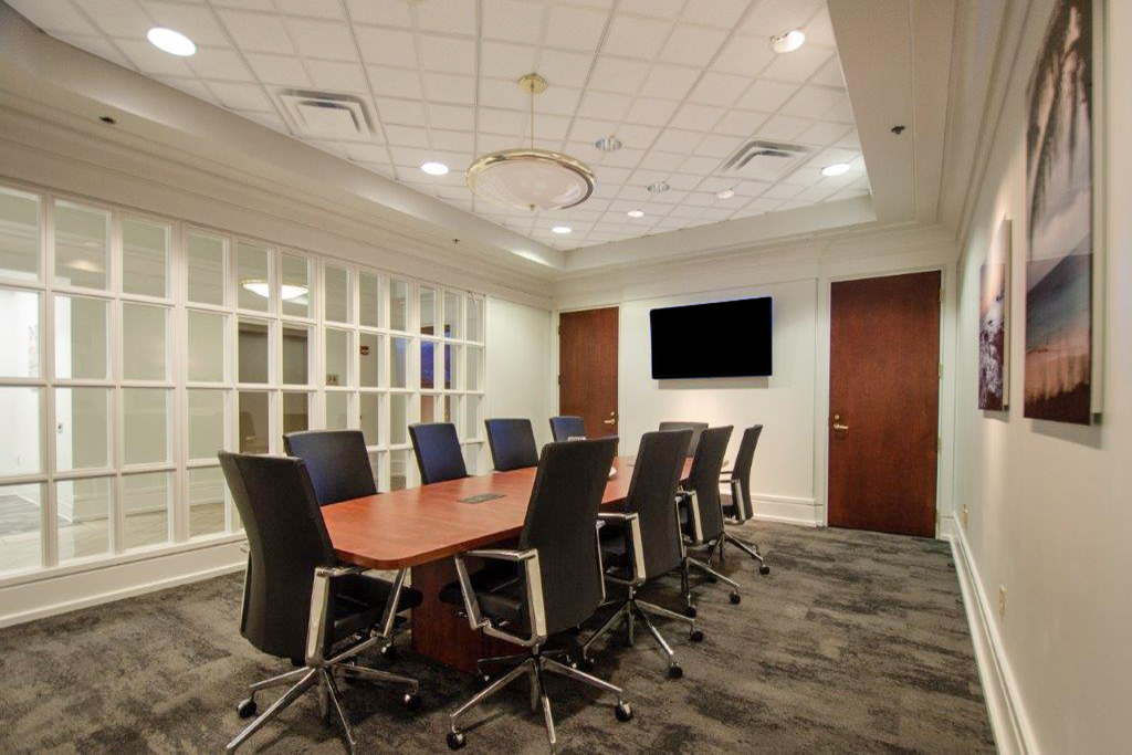 Modern conference room with large table