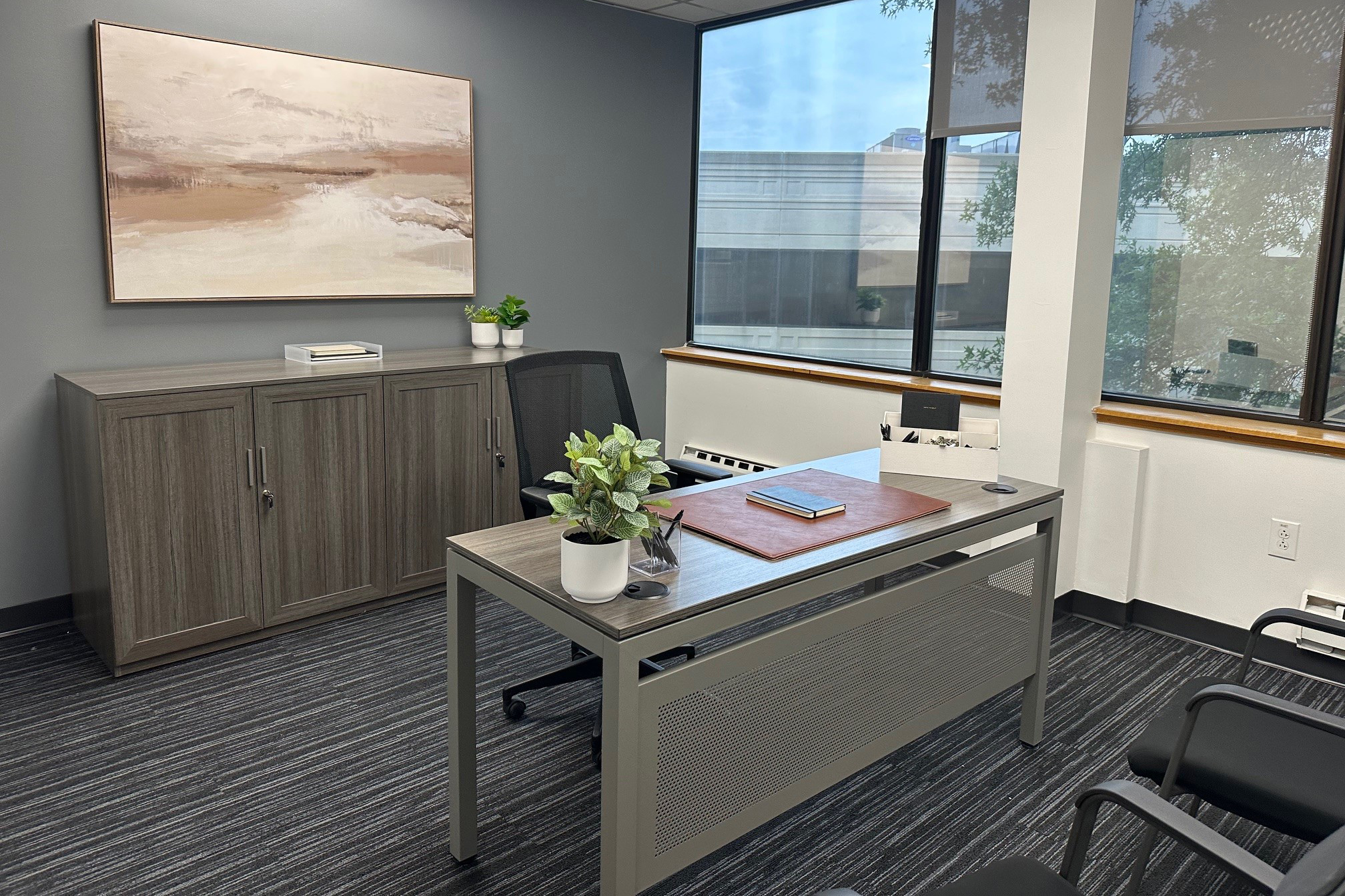 Modern office with large windows