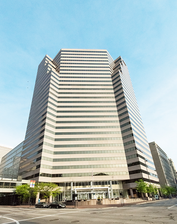 Tall modern skyscraper with glass facade