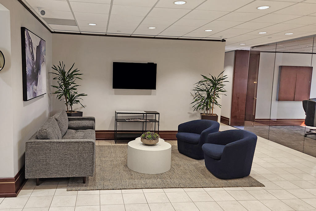 Modern waiting area with comfortable seating