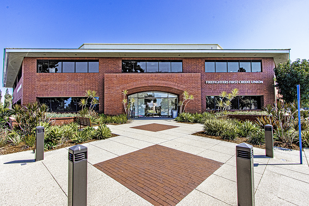 Modern credit union building exterior view