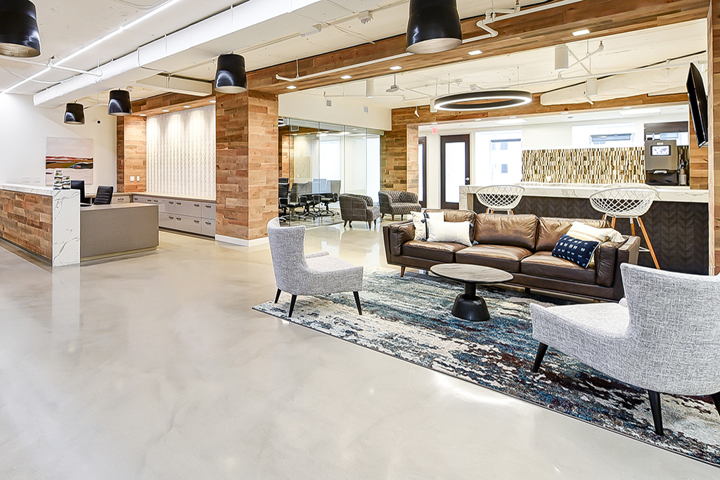 Modern reception area with seating