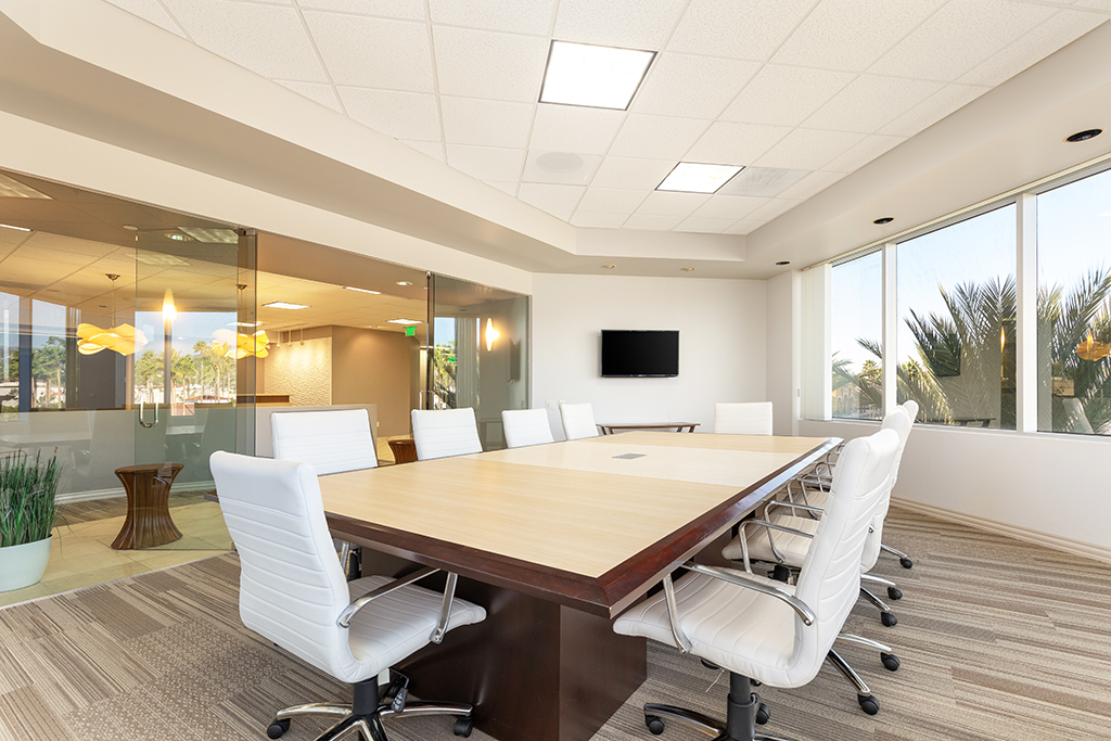 Modern conference room with large table