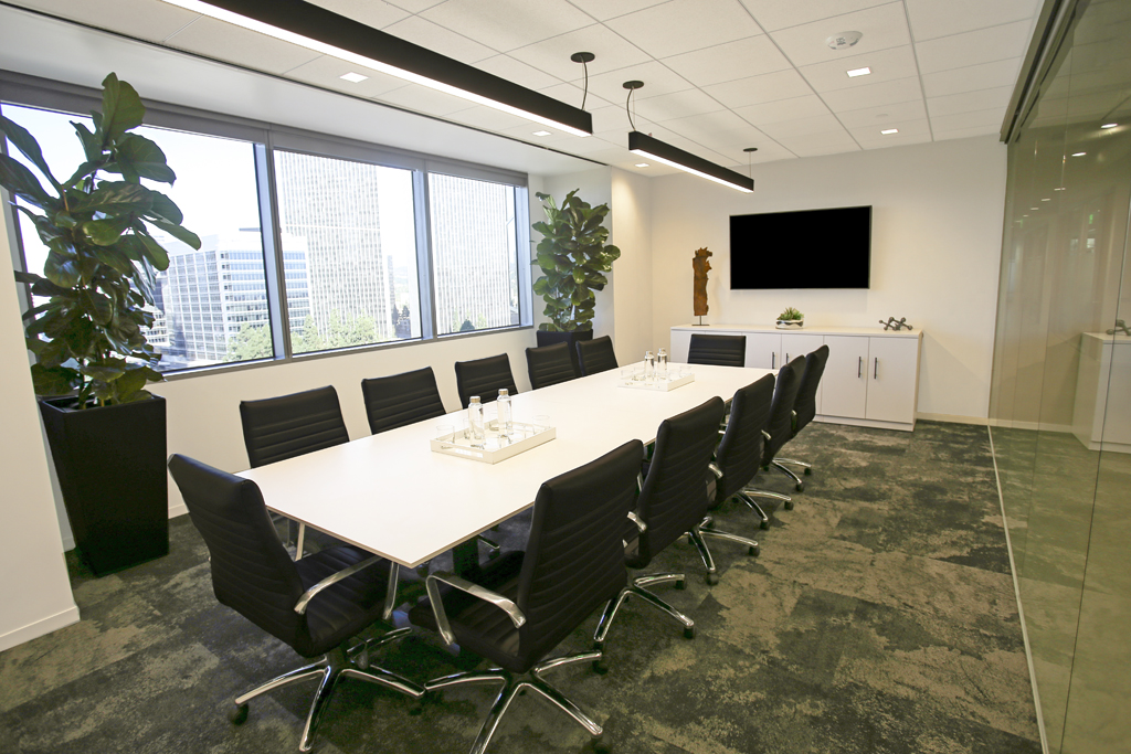 Modern conference room with large table