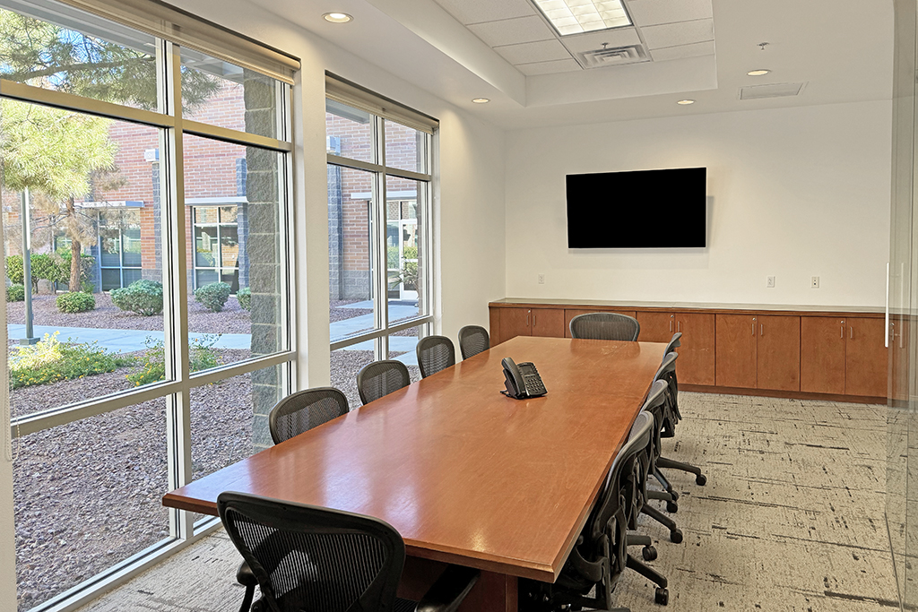 Modern conference room with large table