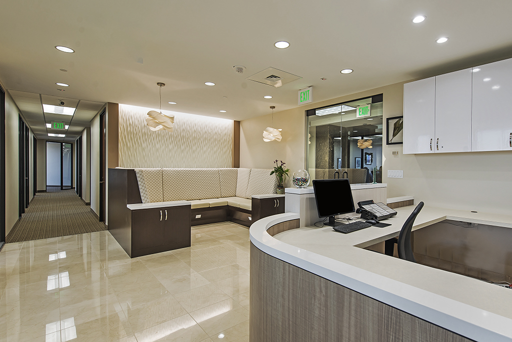 Modern reception area with seating