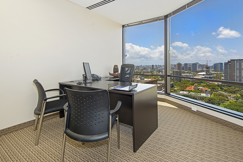 Modern office with city view