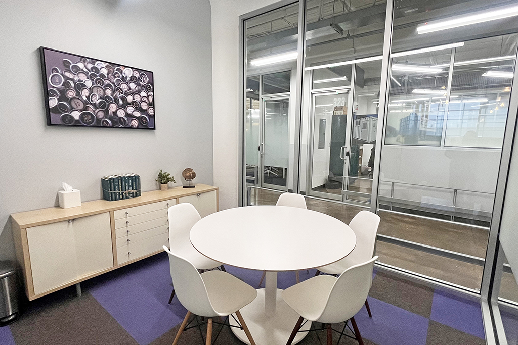 Modern conference room with circular table