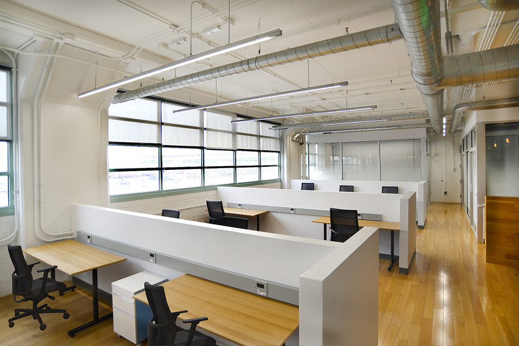 Spacious, modern coworking office interior