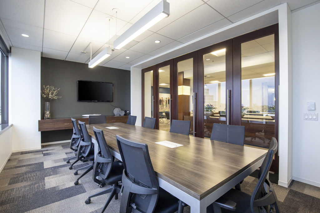 Modern conference room with large table