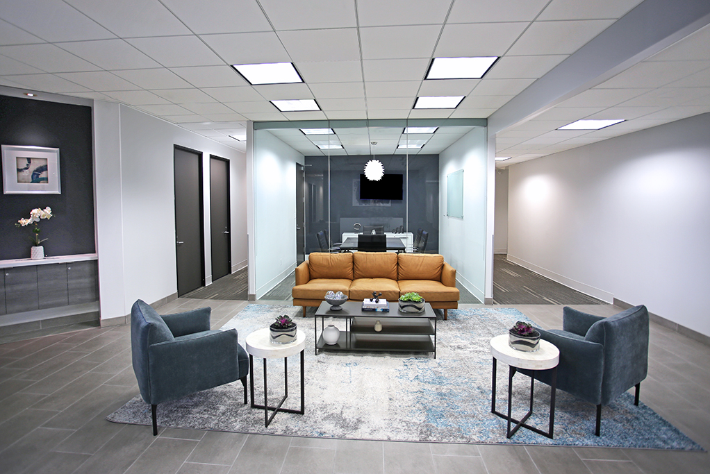 Modern lobby with stylish furniture.