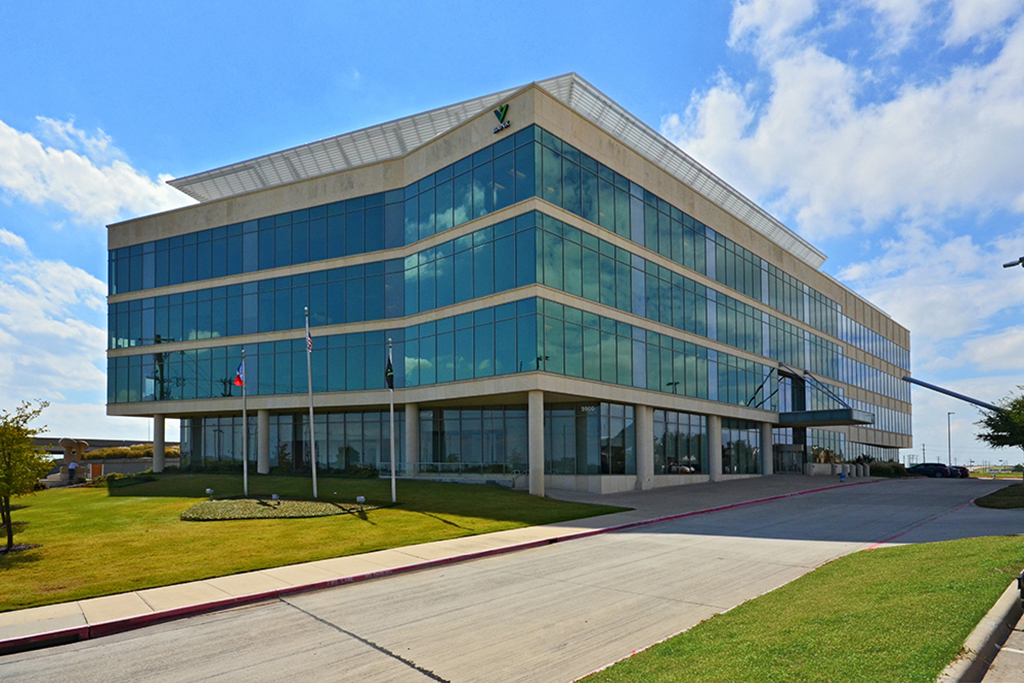 Modern glass office building exterior
