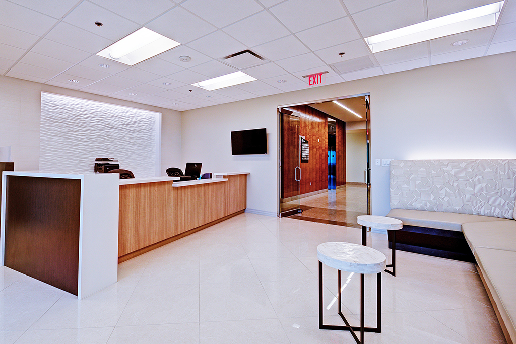 Modern reception area with seating