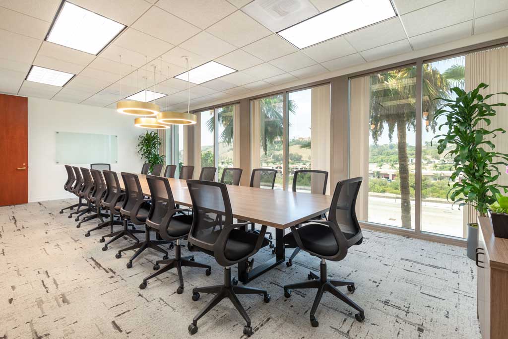 Modern conference room with large table