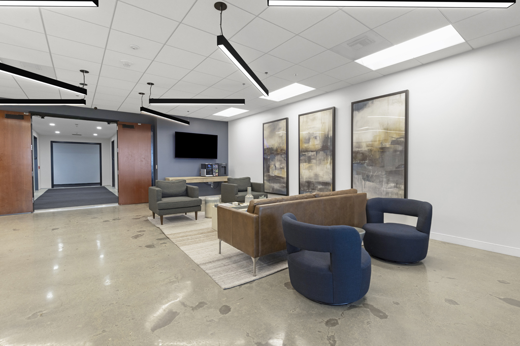 Modern reception area with seating