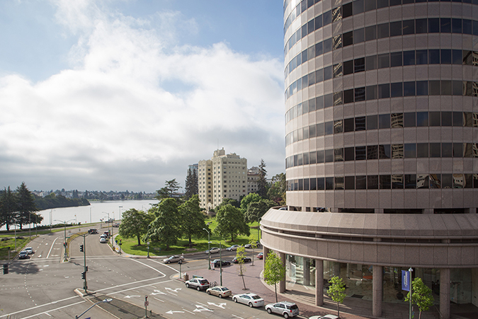 Cityscape with buildings and water