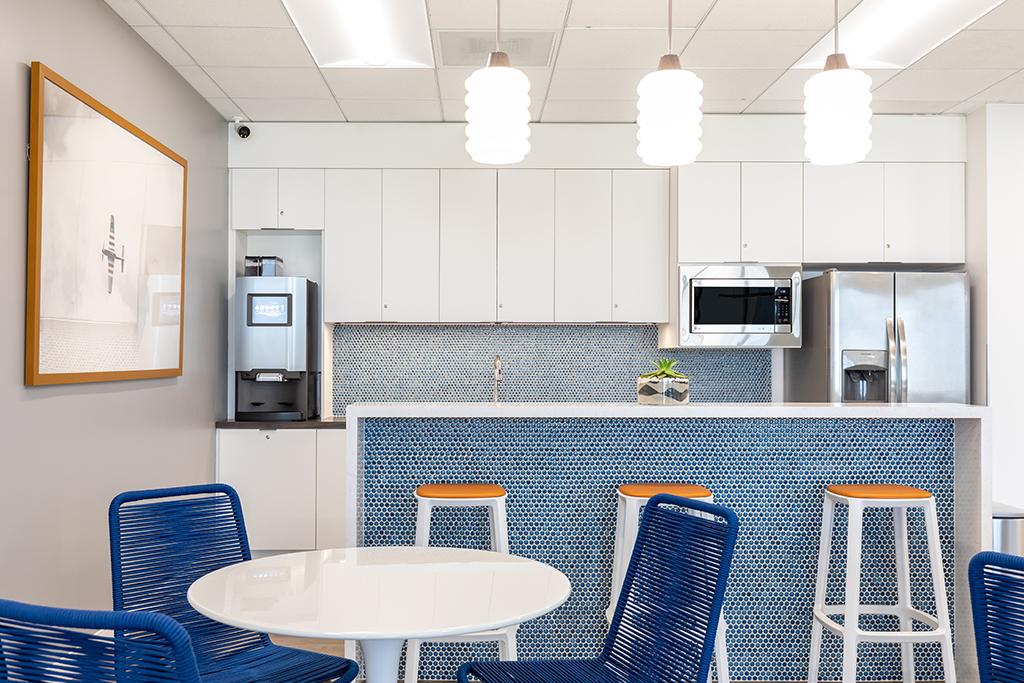 Modern kitchen with blue accents
