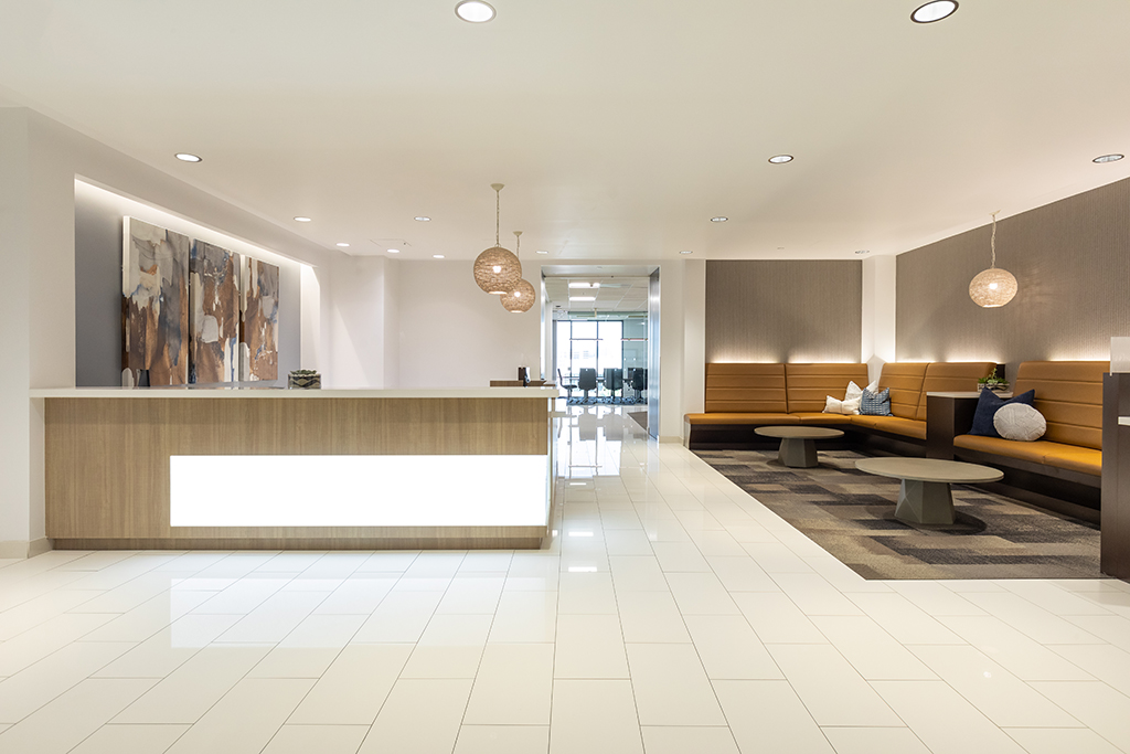 Modern reception area with seating