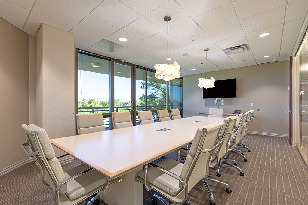 Modern conference room with large table
