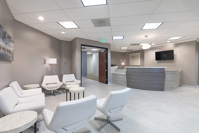 Modern, minimalist reception area design