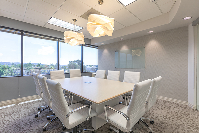 Modern conference room with large table