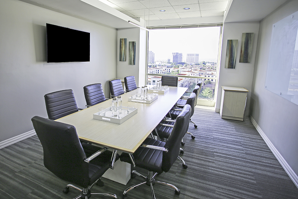 Modern conference room with large table