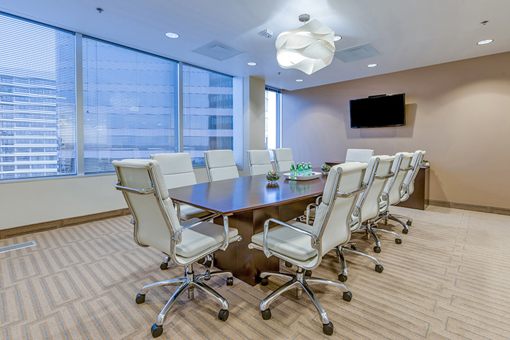 Modern conference room with large table