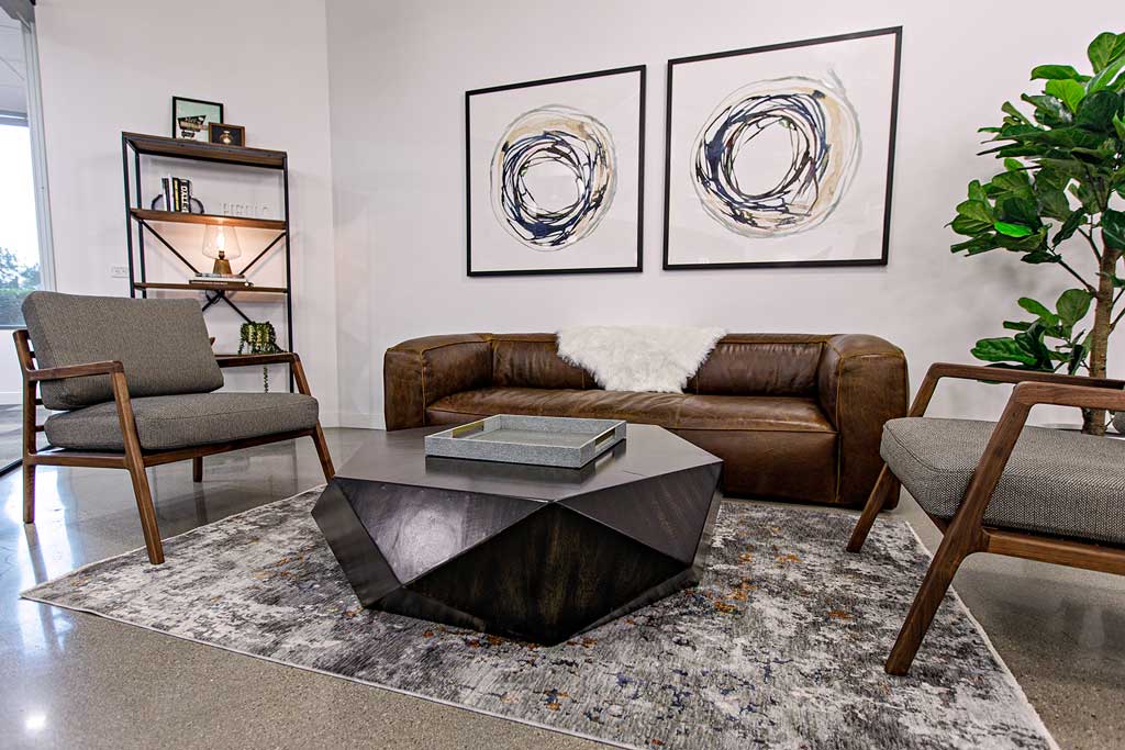 Modern living room with stylish furniture