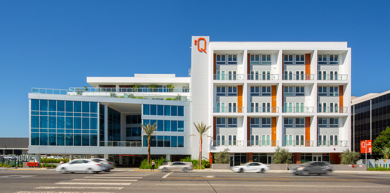 Modern building with glass and balconies