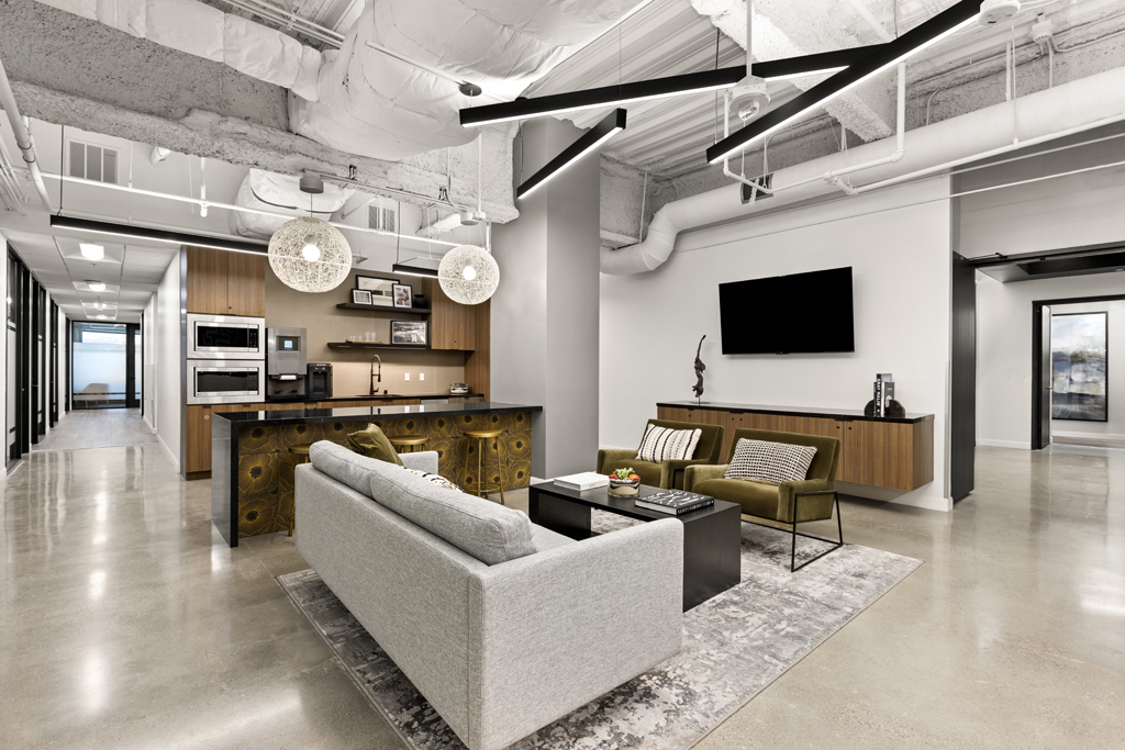 Modern office lobby with stylish decor