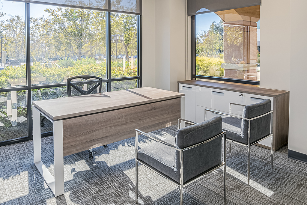 Modern office with large windows