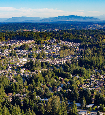 Bothell city aerial view