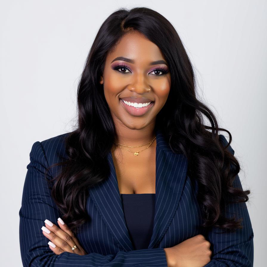 Woman in a stylish blazer outfit.