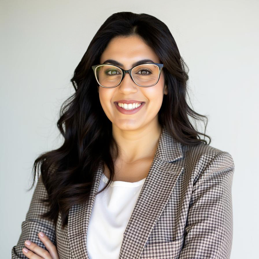 Woman in professional attire, smiling.