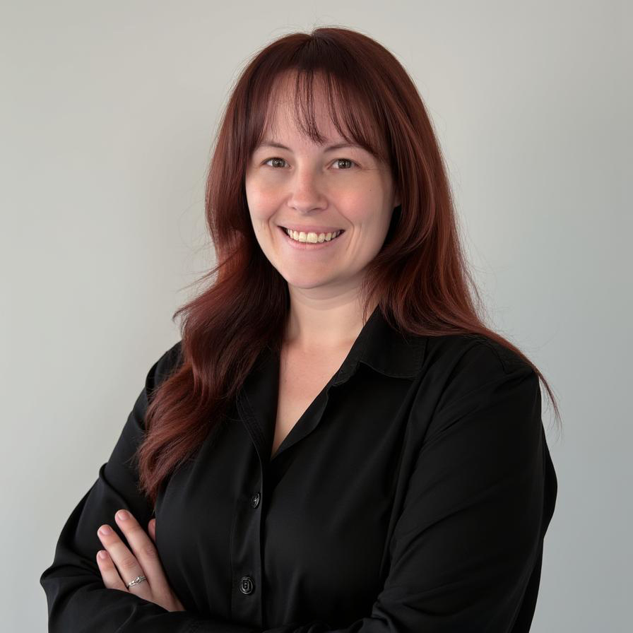 Woman with long, wavy red hair.
