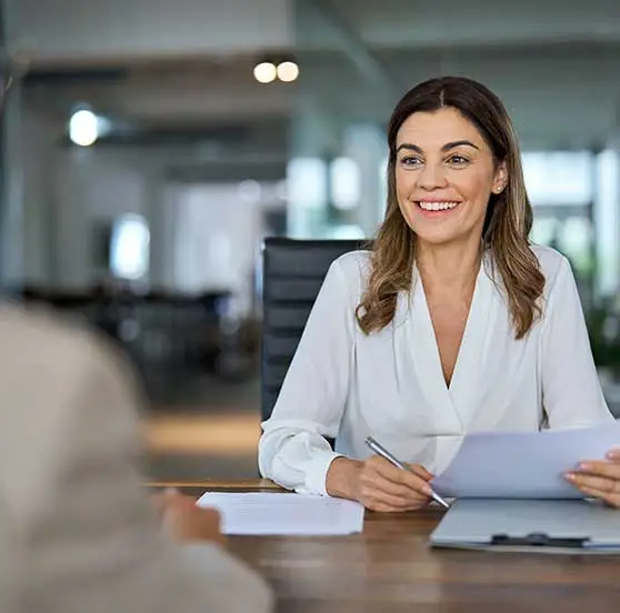 Woman meeting in private office
